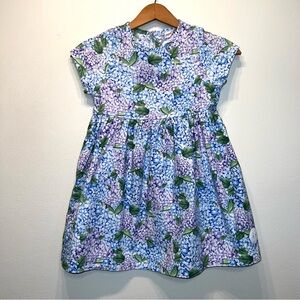 Smiling Button Girls's Sunday Hydrangea Print Short Sleeve Cotton Dress Size 8